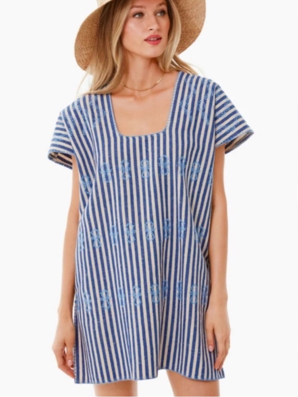 Tuckernuck Blue and White Striped Sullivan Mini Cover Up Dress